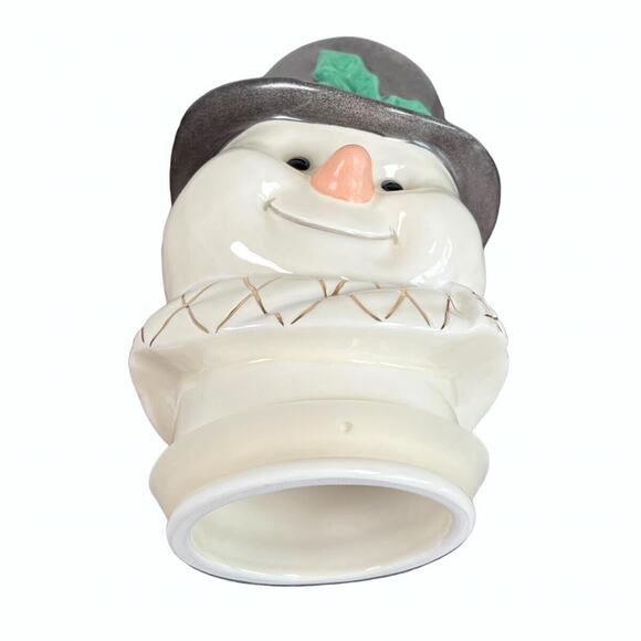Lenox The Snowman 12" Porcelain Cookie Jar With Lid 24K Trim Family Fun Vtg 2000 - Picture 10 of 16